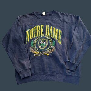 Vintage Notre Dame Fighting Irish Sweatshirt XL Home Team Advantage Navy Cotton